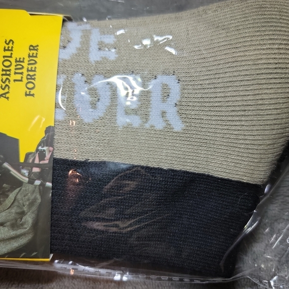 NEW Assholes Live Forever Colorblock Crew Socks, Unisex, Size 6-11 Black Cream - Picture 4 of 9